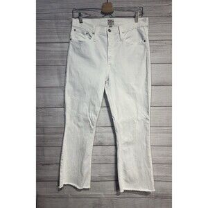J.Crew 9" Demi Boot Crop Jeans Women's 30 White Stretch Denim Boho Raw Hem NWT